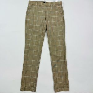 Banana Republic Ryan Windowpane Plaid Neutral Wool Blend Pants Size 0